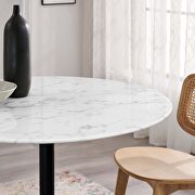 Round artificial marble dining table in black white by Modway additional picture 2