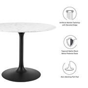 Round artificial marble dining table in black white by Modway additional picture 7