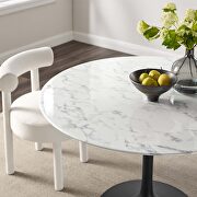 Round artificial marble dining table in black white additional photo 2 of 3