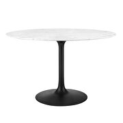 Round artificial marble dining table in black white additional photo 3 of 3