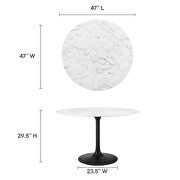 Round artificial marble dining table in black white by Modway additional picture 8