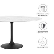 Round artificial marble dining table in black white by Modway additional picture 7