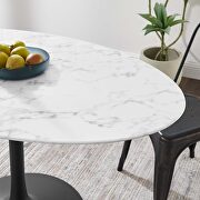 Oval artificial marble dining table in black white additional photo 2 of 2