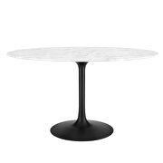 Oval artificial marble dining table in black white additional photo 3 of 2