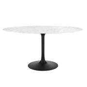 Oval artificial marble dining table in black white by Modway additional picture 4