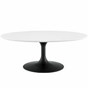 Oval-shaped wood coffee table in black white by Modway additional picture 3