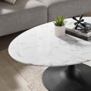Oval-shaped artificial marble coffee table in black white by Modway additional picture 2
