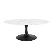 Oval-shaped artificial marble coffee table in black white by Modway additional picture 3