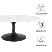 Oval-shaped artificial marble coffee table in black white by Modway additional picture 7