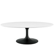 Oval-shaped wood top coffee table in black white by Modway additional picture 2