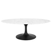 Oval-shaped artificial marble coffee table in black white by Modway additional picture 4