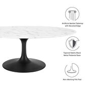 Oval-shaped artificial marble coffee table in black white by Modway additional picture 7