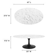 Oval-shaped artificial marble coffee table in black white by Modway additional picture 8