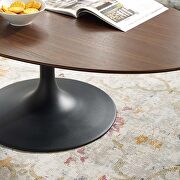 Oval-shaped walnut coffee table in black walnut by Modway additional picture 2