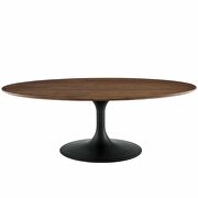 Oval-shaped walnut coffee table in black walnut by Modway additional picture 3
