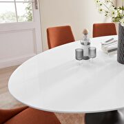 Oval wood dining table in black white additional photo 2 of 7