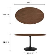 Oval walnut dining table in black walnut by Modway additional picture 8