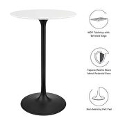 Round wood bar table in black white by Modway additional picture 7
