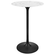 Round artificial marble bar table in black white by Modway additional picture 3