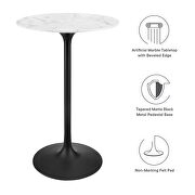 Round artificial marble bar table in black white by Modway additional picture 7