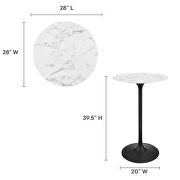 Round artificial marble bar table in black white by Modway additional picture 8