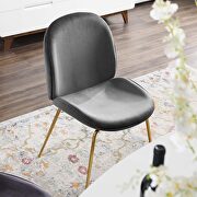 Gold stainless steel leg performance velvet dining chair in gray by Modway additional picture 2
