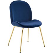 Gold stainless steel leg performance velvet dining chair in navy by Modway additional picture 2