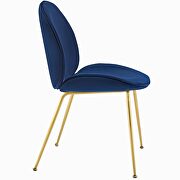 Gold stainless steel leg performance velvet dining chair in navy by Modway additional picture 5