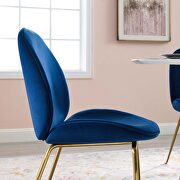 Gold stainless steel leg performance velvet dining chair in navy by Modway additional picture 7