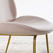 Gold stainless steel leg performance velvet dining chair in pink by Modway additional picture 2