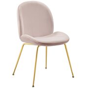 Gold stainless steel leg performance velvet dining chair in pink additional photo 3 of 5