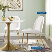 Gold stainless steel leg performance velvet dining chair in white by Modway additional picture 7