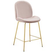 Gold stainless steel leg performance velvet counter stool in pink by Modway additional picture 2