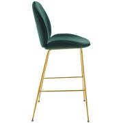 Gold stainless steel leg performance velvet bar stool in green additional photo 3 of 5