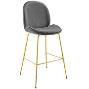 Gold stainless steel leg performance velvet bar stool in gray additional photo 3 of 5