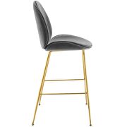 Gold stainless steel leg performance velvet bar stool in gray additional photo 4 of 5