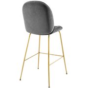 Gold stainless steel leg performance velvet bar stool in gray additional photo 5 of 5