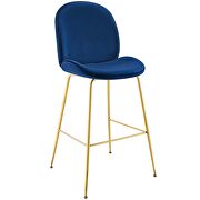 Gold stainless steel leg performance velvet bar stool in navy by Modway additional picture 2