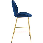 Gold stainless steel leg performance velvet bar stool in navy by Modway additional picture 3