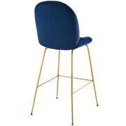 Gold stainless steel leg performance velvet bar stool in navy by Modway additional picture 4