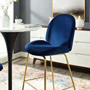 Gold stainless steel leg performance velvet bar stool in navy by Modway additional picture 6