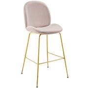 Gold stainless steel leg performance velvet bar stool in pink by Modway additional picture 2