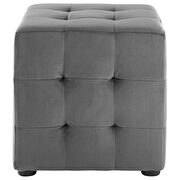 Tufted cube performance velvet ottoman in gray additional photo 3 of 4