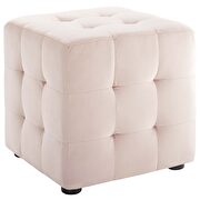 Tufted cube performance velvet ottoman in pink additional photo 2 of 4