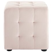 Tufted cube performance velvet ottoman in pink additional photo 3 of 4