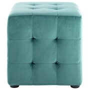 Tufted cube performance velvet ottoman in teal additional photo 3 of 4