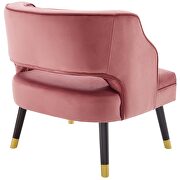 Button tufted open back performance velvet armchair in dusty rose additional photo 4 of 7