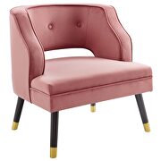 Button tufted open back performance velvet armchair in dusty rose by Modway additional picture 7
