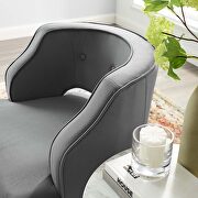 Button tufted open back performance velvet armchair in gray additional photo 2 of 7