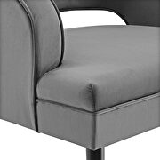 Button tufted open back performance velvet armchair in gray additional photo 3 of 7